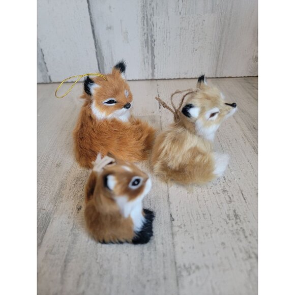 Realistic Faux fur for foxes ornament Xmas set - Picture 3 of 5